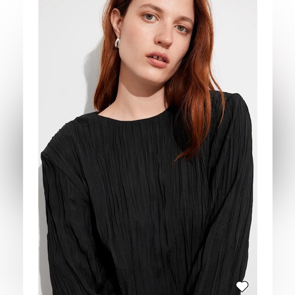 & other stories Stockholm Atelier Crinkled Top Black  size S